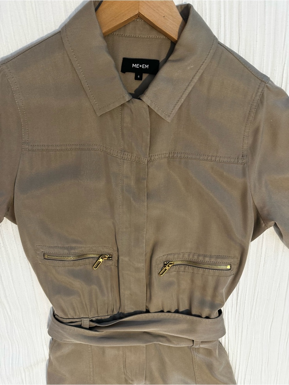 ME+EM Taupe Utility Tie-Waist Jumpsuit with Zip Pockets - Picture 7 of 14